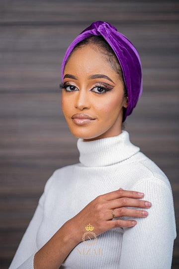 Velvet Turban Without A Bow-Purple - Nizar's Line
