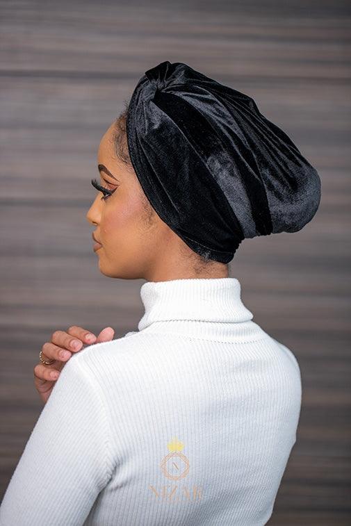 Velvet Turban Without A Bow- Black