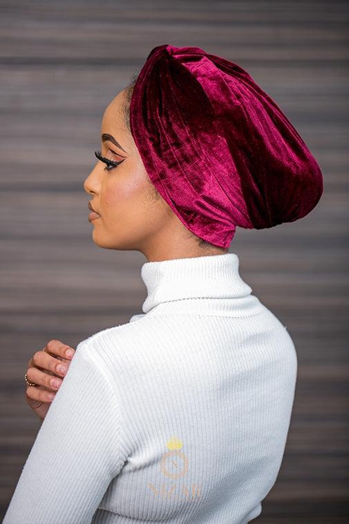 Velvet Turban Without Bow-Maroon
