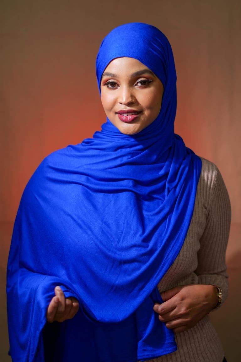 Royal Blue Jersey Hijab - Nizar's Line