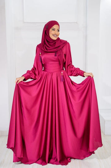 Modest Saniyah Dress-Maroon - Nizar's Line