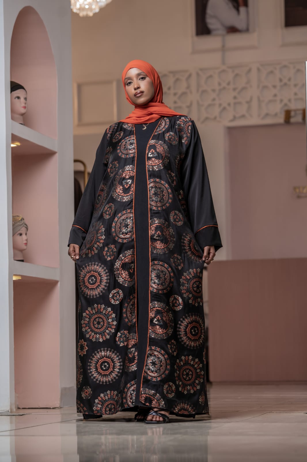 Royal Abaya- Orange and Green
