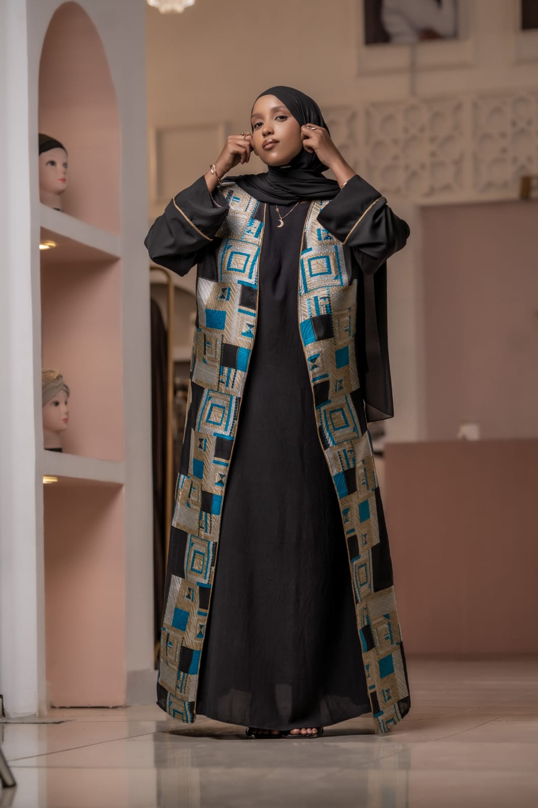 Royal Abaya -Blue and Grey