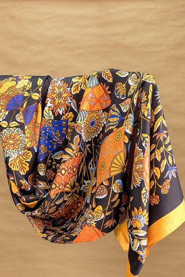 Butterfly Print Scarf-Black - Nizar's Line